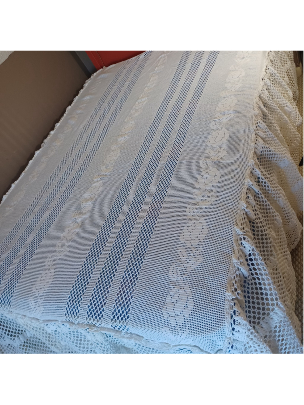 Vintage crocheted cotton Full size bed cover Portugalring